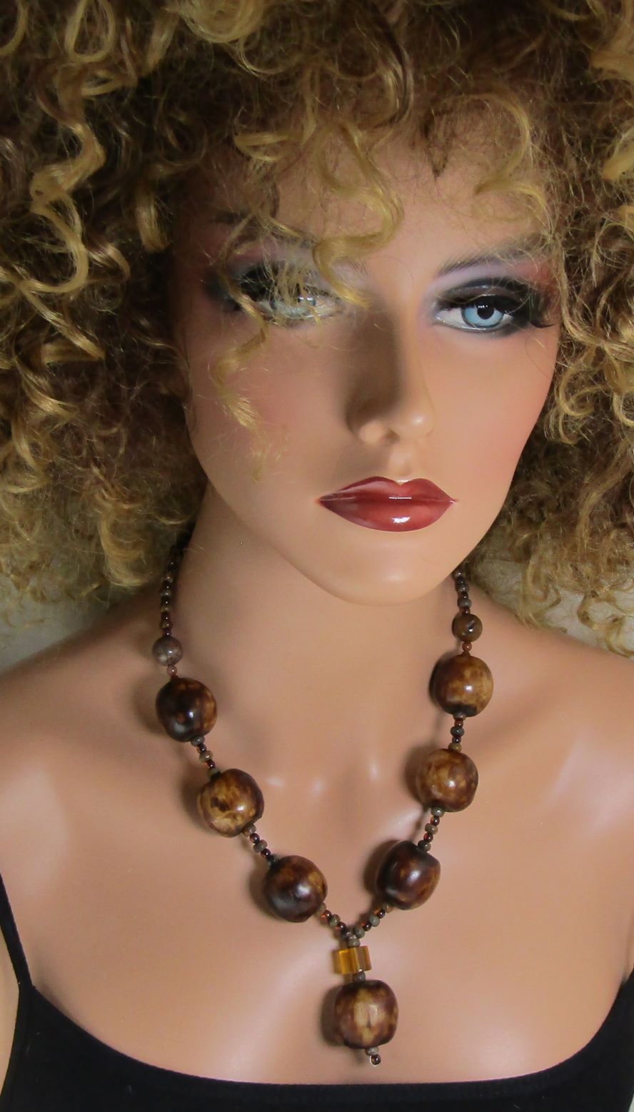 Dark Brown Big Bold Necklace & Earromgs