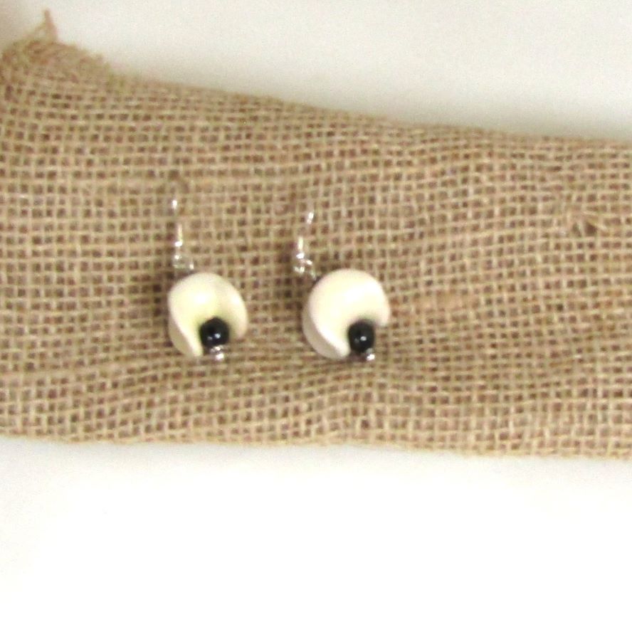 Beige Fair Trade Bead Earrings