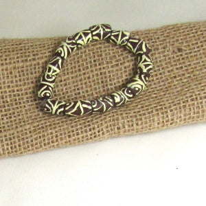 Handmade African Ghana Trade Bead  Bracelet Brown