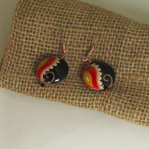 black & red Artisan Bead Earrings