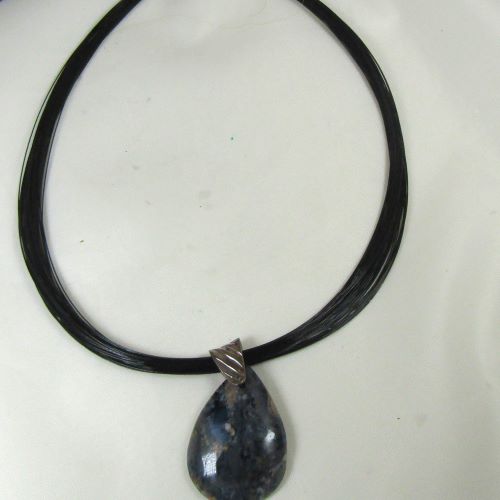 Gemstone Pietersite Pendant on Black Multi-strand  Neck Wire