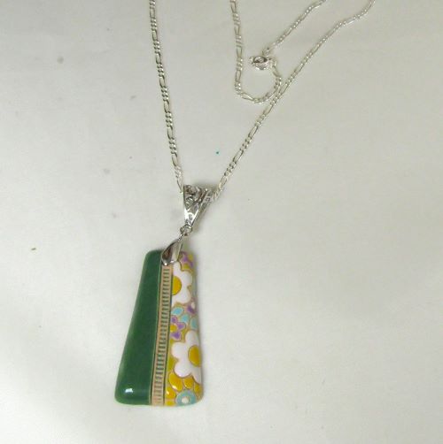 Artisan Floral Drop Pendant on Silver Chain