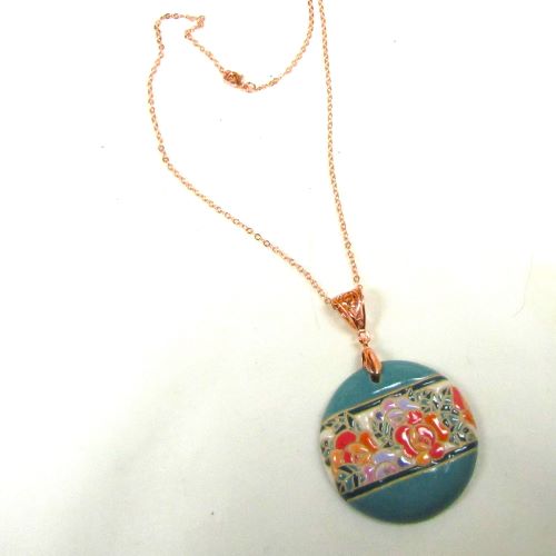 Turquoise Floral Artisan Bead Pendant Necklace