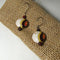 Handmade Ivory, black & red  Paisley Ceramic Earrings Golem