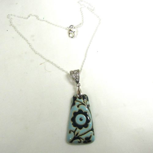 Aqua & Black Artisan Pendant Necklace