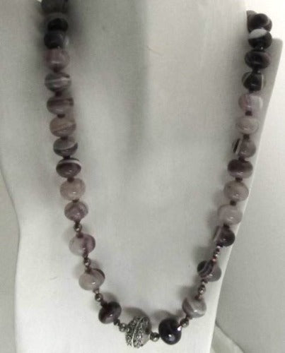 Purple Agate Beaded Necklace