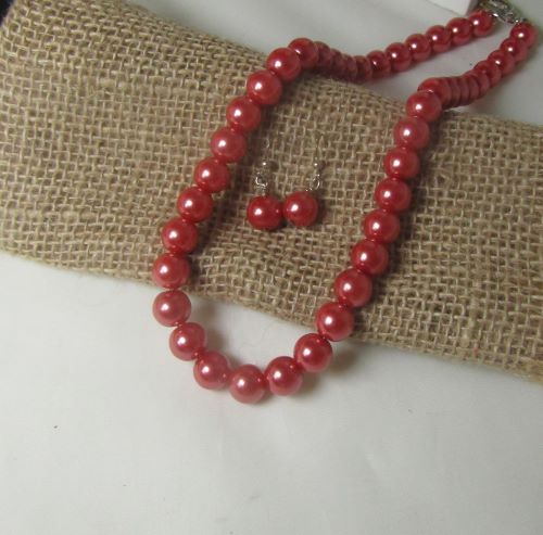 rose south seas pearl necklace & earring