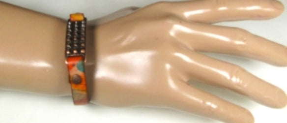 ID Style Men's  Leather Bracelet Copper Accents