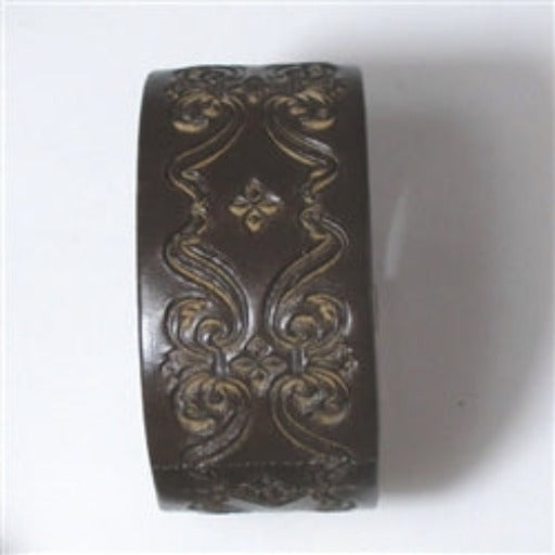 Wide Leather Bracelet For a Woman in Dark Brown Hand Tooled Leather - VP's Jewelry