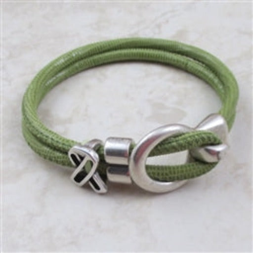Lime Green Awareness Leather Cord Bracelet Unisex - VP's Jewelry 