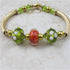 Gold Bangle Bracelet Artisan Handmade Olive & Melon Bead Accents - VP's Jewelry  