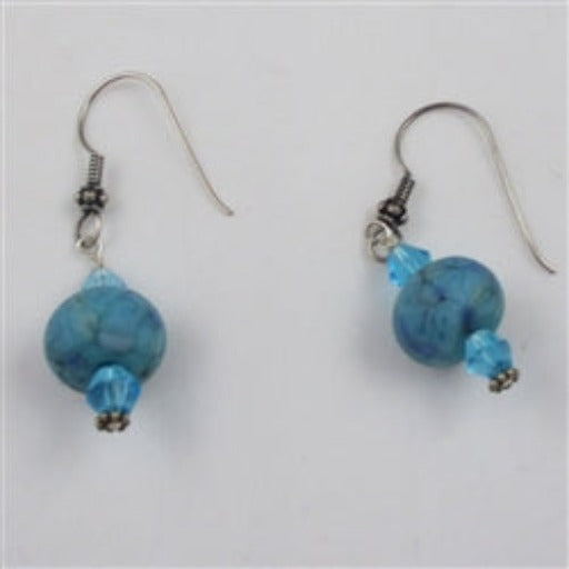 Aqua Blue Handmade Artisan Bead Earrings - VP's Jewelry