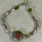 Bangle Bracelet with Lime Green Lampwork Bead - VP's Jewelry