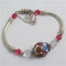 Bangle Bracelet in Handmade Rose and Turquoise Swirled Beads - VP's Jewelry