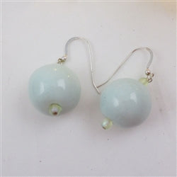 Aqua Kazuri and Crystal Earrings - VP's Jewelry