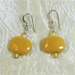 Bright yellow handmade Kazuri earrings