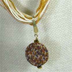 Flax Seed Bead Twisted Necklace with Gold Tone Pendant - VP's Jewelry