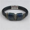 Navy Leather Bracelet with Ceramic Accents Plus Size - VP's Jewelry