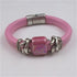 Pink Leather Bracelet for a Woman Handmade Accent - VP's Jewelry 