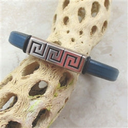 Man's Thick Leather Cord Bracelet in Blue Denim - VP's Jewelry