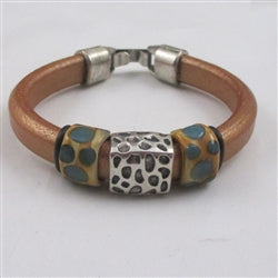 Real European Leather Bracelet in Metallic Bronze - VP's Jewelry