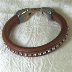 Woman's Tan Regaliz Bracelet with Rhinestone Accents - VP's Jewelry