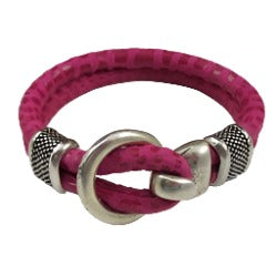 Pink Round European Leather Bracelet - VP's Jewelry