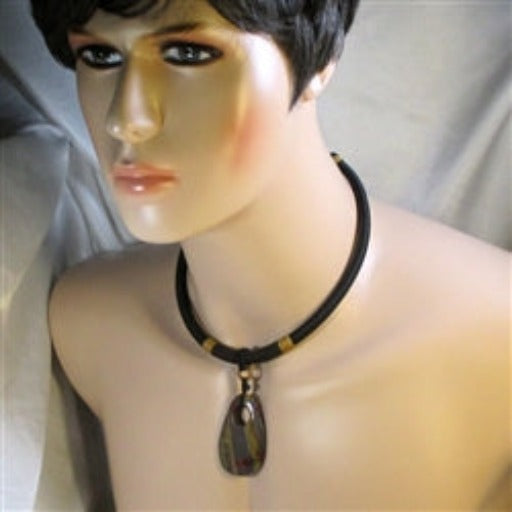Man's Tigeriron Gemstone Pendant Necklace Big Bold Look - VP's Jewelry