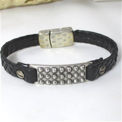 Black Leather Bracelet For A Man - VP's Jewelry