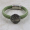 Olive Green Regaliz Rubber Bracelet with Handmade Coin Focus - VP's Jewelry