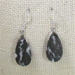 Black & white zebra jasper teardrop earrings