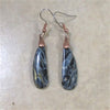 Blue pietersite gemstone earrings with copper accents