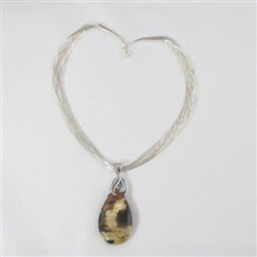 Rare Gemstone Teardrop Pendant on Mult-strand Silver Chain - VP's Jewelry