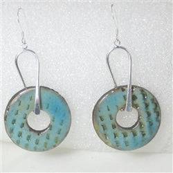 Aqua Artisan Handmade Earrings Raku Glaze - VP's Jewelry