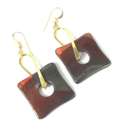 Artisan Handmade Dangle Earrings Multi Luster Raku Glaze - VP's Jewelry