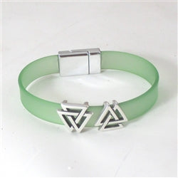 Designer Bracelet for a Woman in Green PVC Ribbon - VP's Jewelry
