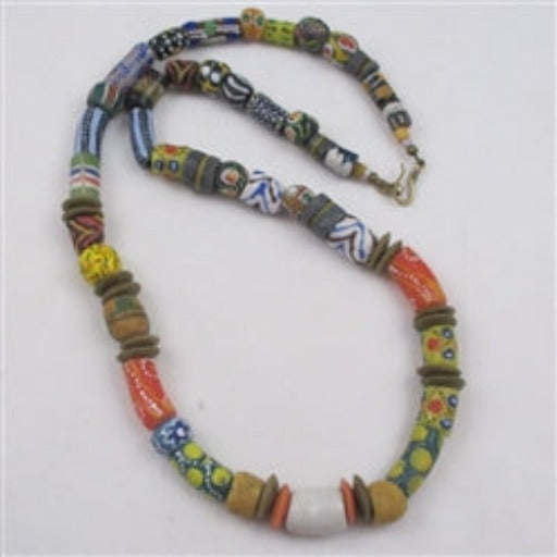 Long West African Krobo Trade Handmade Bead Necklace - VP's Jewelry