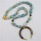 Bold Statement Amzonite Nuggets & Bone Crescent Pendant Necklace - VP's Jewelry