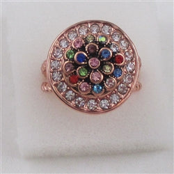 Delightful rhinestone Floral motif rose gold fashion ring