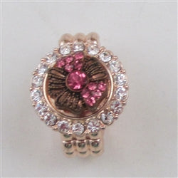 Delightful rhinestone floral motif rose gold fashion ring