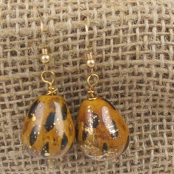 Kazuri Earring in Honey and Gold Teardrop - VP's Jewelry