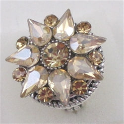 Delightful beige crystal fashion ring