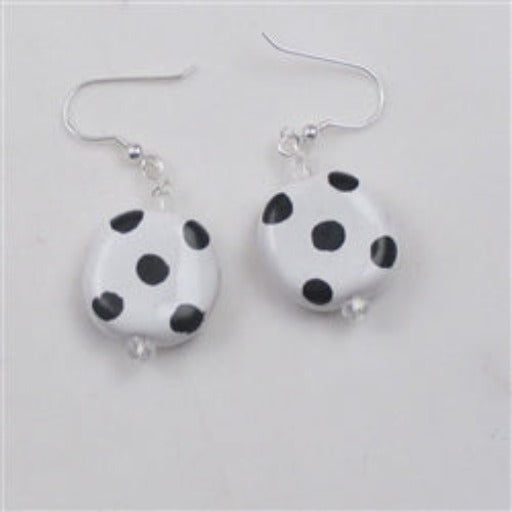 White & Black Kazuri Earrings Fair Trade Bead Drop Earrings - VP's Jewelry