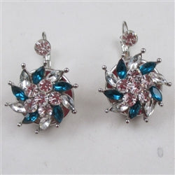 Turquoise Crystal & A/B Crystal Multi-stone Earrings - VP's Jewelry
