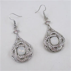 Alabaster Crystal & Rhinestone Drop Earrings - VP's Jewelry