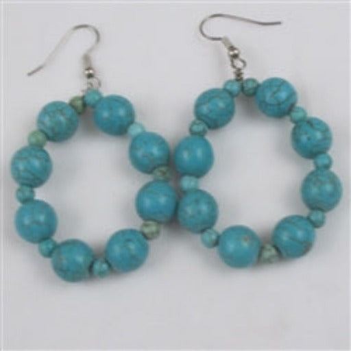 Big Gemstone Beaded Hoop Earrings - VP's Jewelry