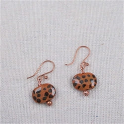 Cheetah Print Kazuri & Copper Earrings Fair Trade - VP's Jewelry  