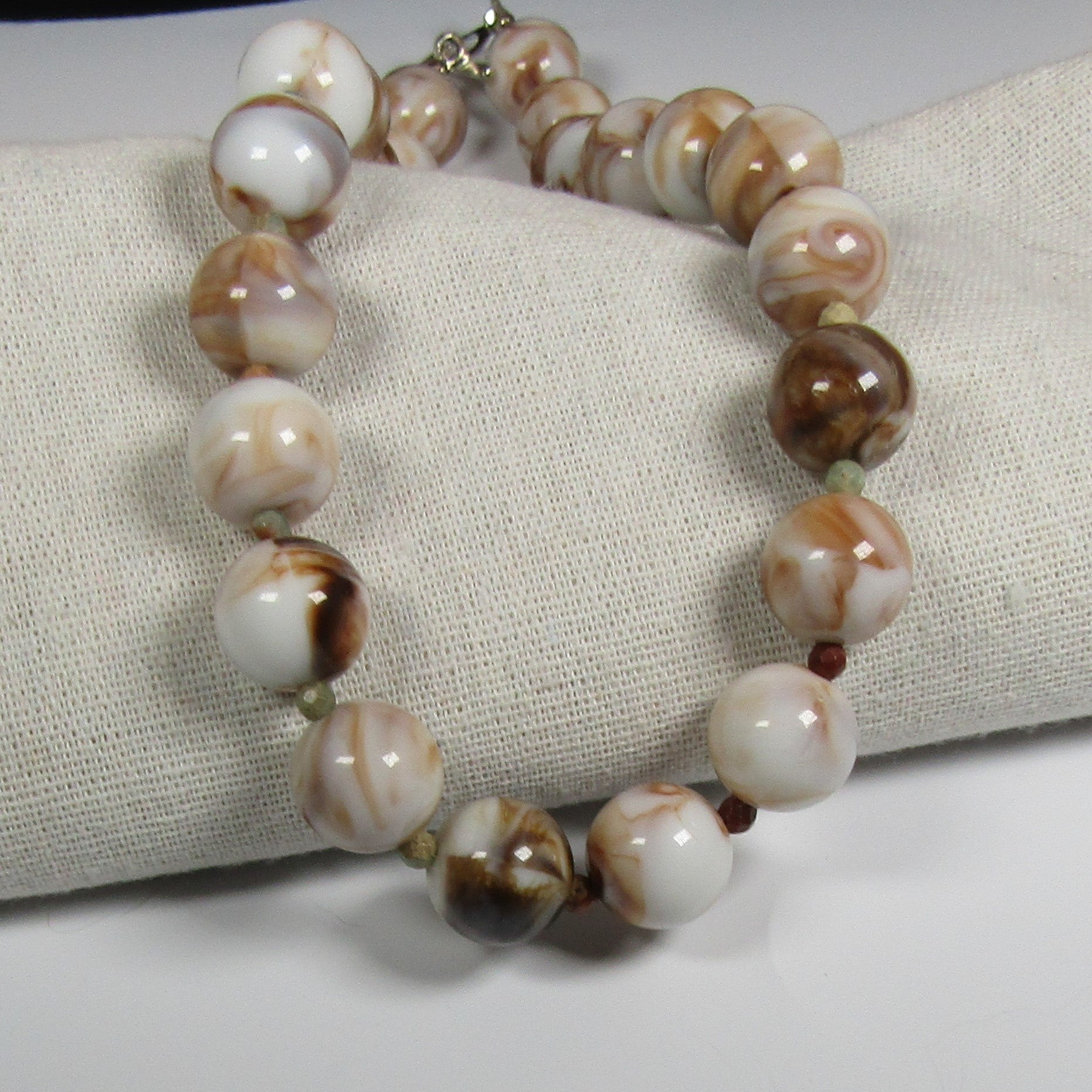 Classic Brown & Cream Beaded Necklace  - VP's Jewelry