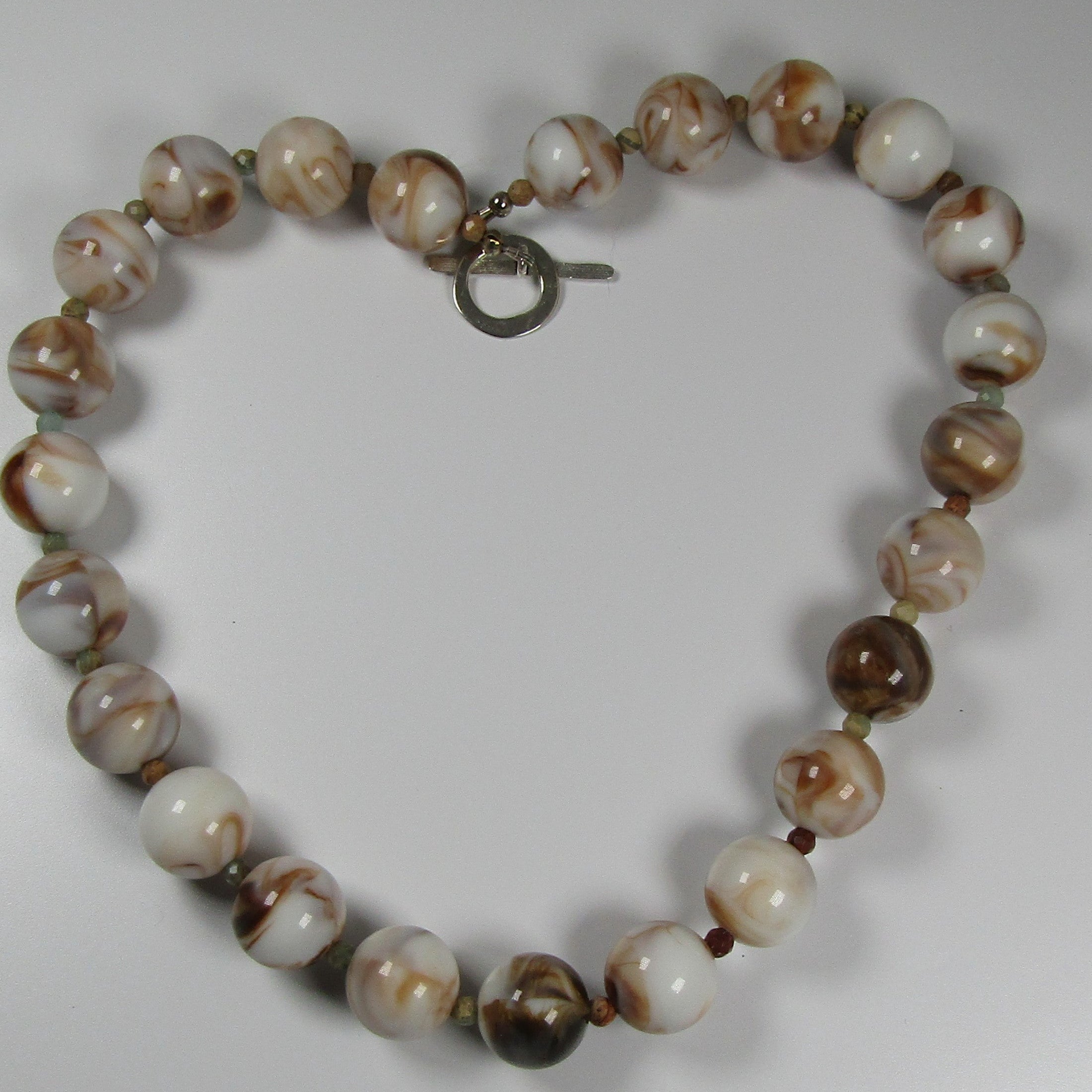 Classic Brown & Cream Beaded Necklace  - VP's Jewelry