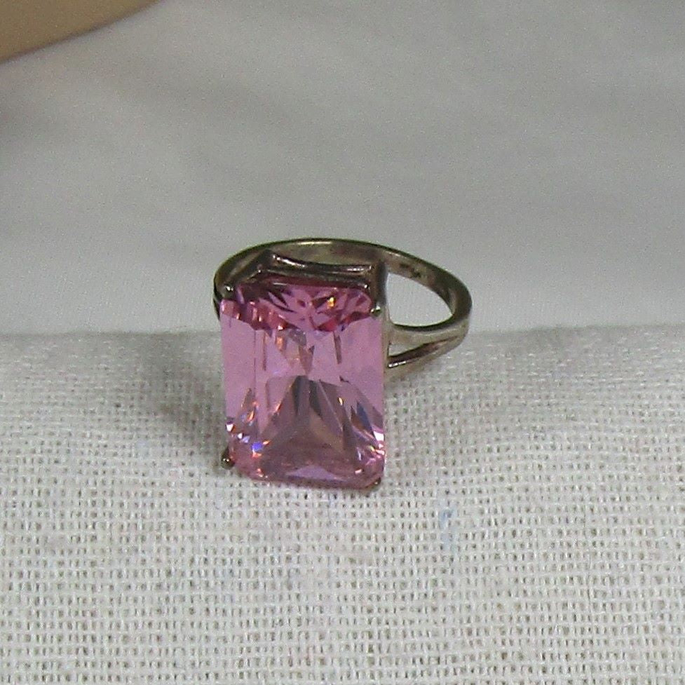 Pink CZ Ring Big Bold Look Size 8